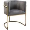 24 Inch Cantilever Dining Chair, Gray Velvet Upholstery, Gold Frame