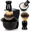 Mens Shaving Brush And Bowl Set, 3 In 1 Shaving Brush Set For Men With Shave Brush Bowl Acrylic Stand With Razor Slot, Perfect Father's Day Men Gift Set For Wet Shaving Experience