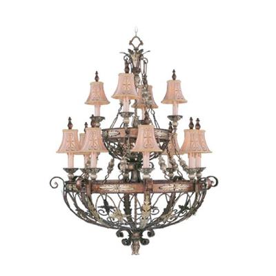 Livex Lighting 8848-64 Chandelier with Hand Embroidered and Decorative Finials Shades, Palatial Bron