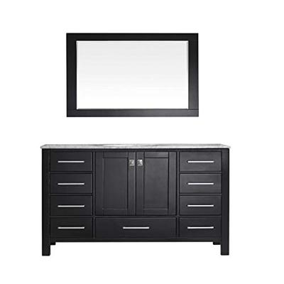 Eviva EVVN412-60ES-SS Aberdeen 60" Transitional Espresso Single Bathroom Vanity with White Carrera C