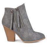 Brinley Co. Womens Faux Suede Stacked Wood Heel Double Zipper Booties Grey, 11 Regular US screenshot. Shoes directory of Clothing & Accessories.