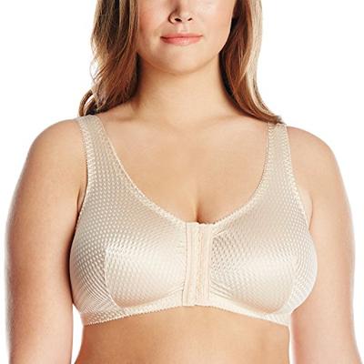 Leading Lady Zig-Zag Weave Front-Closure Leisure Bra, Beige, 38BCD