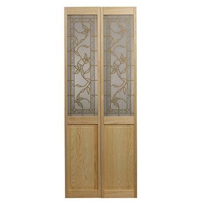 Pinecroft 861730 Giverny Half Glass Bifold Interior Wood Door, 36" x 80", Unfinished