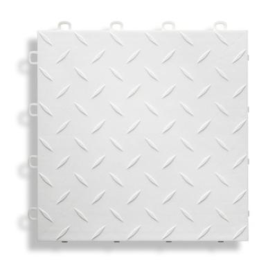 BlockTile B1US4127 Garage Flooring Interlocking Tiles Diamond Top Pack, White, 27-Pack