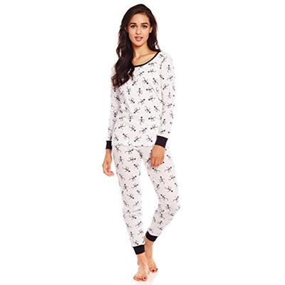 Women 2 Piece Pajama White Skeleton X Large
