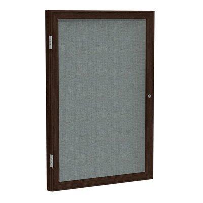 1 Door Enclosed Bulletin Board Frame Finish: Walnut, Surface Color: Gray, Size: 3' H x 2' W
