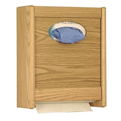 Wooden Mallet Combo Towel Dispenser and Glove/Tissue Holder, Medium Oak