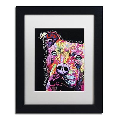 Thoughtful Pit Bull by Dean Russo, White Matte, Black Frame 11x14-Inch