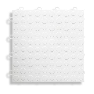 BlockTile B0US4130 Garage Flooring Interlocking Tiles Coin Top Pack, White, 30-Pack