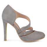 Brinley Co. Womens Round Toe Faux Suede Crossover Strap High Heels Grey, 11 Regular US screenshot. Shoes directory of Clothing & Accessories.