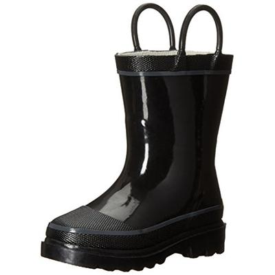 Western Chief Kids Waterproof Rubber Classic Rain Boot with Pull Handles, Black, 6 M US Toddler