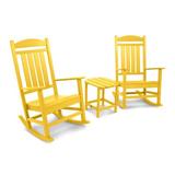 POLYWOOD® Presidential Rocker 3-Piece Set Plastic in White/Yellow | Outdoor Furniture | Wayfair PWS166-1-LE