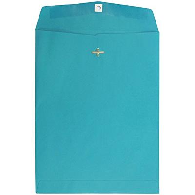 JAM PAPER 10 x 13 Open End Catalog Colored Envelopes with Clasp Closure - Sea Blue Recycled - 50/Pac