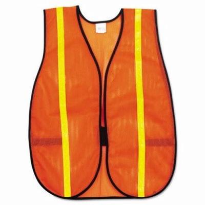 Polyester Mesh Safety Vest, 3/4 In., Lime Green Stripe, One Size Fits All