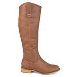 Brinley Co. Womens Faux Leather Regular, Wide and Extra Wide Calf Mid-Calf Round Toe Boots Brown, 8. screenshot. Shoes directory of Clothing & Accessories.