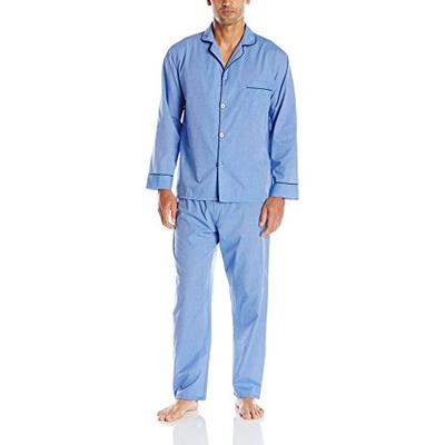 Hanes Men's Broadcloth Pajama Set, Blue 4X-Large/Tall