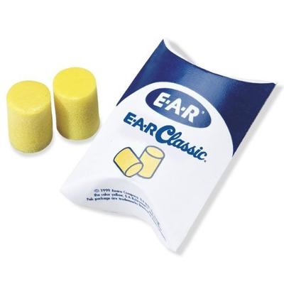 EAR Classic Earplugs, Pillow Paks, Uncorded, PVC Foam, Yellow, 200 Pairs