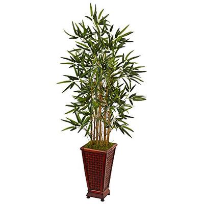 Nearly Natural 4.5' Bamboo Artificial Tree in Decorative Planter Green