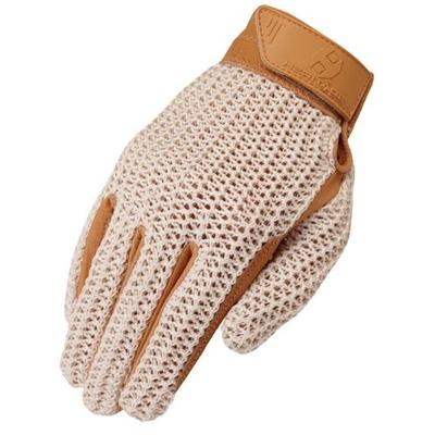 Heritage Crochet Riding Gloves, Size 5, Natural Tan