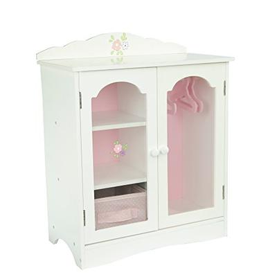 Olivia's Little World - Princess Fancy Wooden Closet with 3 Hangers and 1 Cubby (White / Pink) | Woo