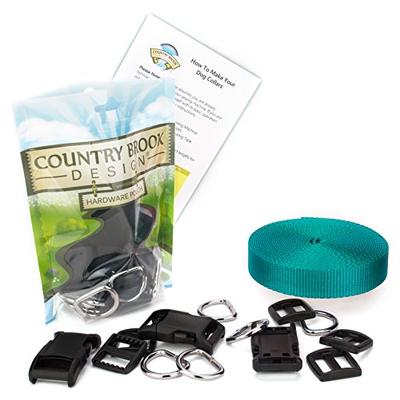 Country Brook Design | 1 Inch Deluxe Dog Collar Kit with Teal Nylon Webbing