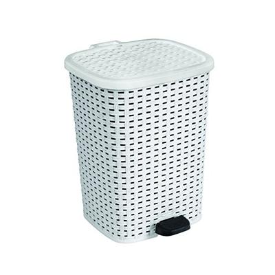 Superio Rattan Style Compact Trash Can, 3.1 Gallon, (White)
