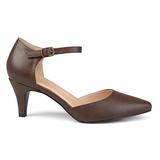 Brinley Co. Womens Faux Leather Comfort Sole D'Orsay Ankle Strap Almond Toe Heels Brown, 7.5 Regular screenshot. Shoes directory of Clothing & Accessories.