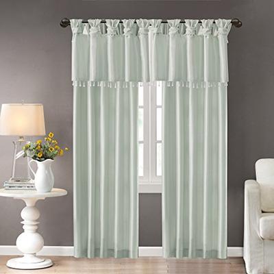 Madison Park Emilia Twist Tab Lined Window Curtain Dusty Aqua 84" Panel