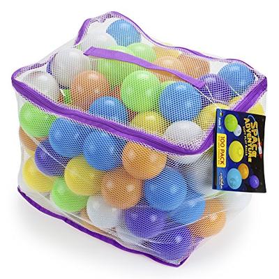 100 Space Adventure Soft Ball Pit Balls with Fun Illustrations and Mesh Carrying Case by Imagination