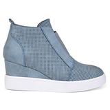 Brinley Co. Womens Clayre Athleisure Laser-Cut Side-Zip Sneaker Wedges Blue, 10 Regular US screenshot. Shoes directory of Clothing & Accessories.