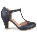 Brinley Co Womens Cut Out Round Toe T-Strap Two-Tone Matte Mary Jane Pumps Navy, 7.5 Wide Width US screenshot. Shoes directory of Clothing & Accessories.