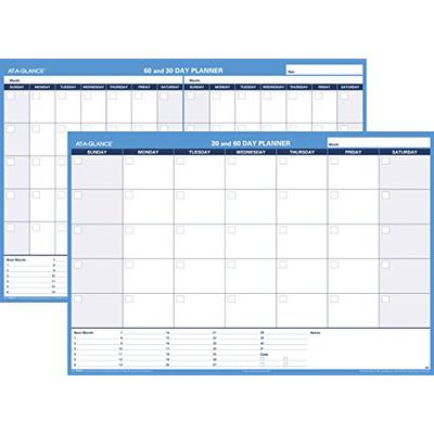 AT-A-GLANCE PM33328 30/60-Day Undated Horizontal Erasable Wall Planner, 48 x 32, White/Blue,