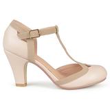 Brinley Co. Womens Cut Out Round Toe T-Strap Two-Tone Matte Mary Jane Pumps Nude, 11 Wide Width US screenshot. Shoes directory of Clothing & Accessories.