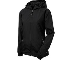 Sport-Tek Women's Colorblock Hooded Raglan Jacket, Black/White, XX-Large