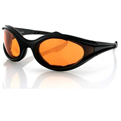 Bobster 1650 Foamerz Sport Sunglasses, Black Frame/Amber Lens