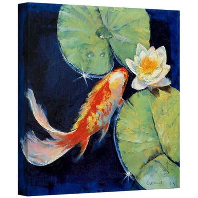 ArtWall Koi and White Lily Gallery Wrapped Canvas Art by Michael Creese, 18 by 18-Inch