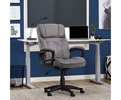 Serta Executive Office Chair in Velvet Gray Microfiber, Black Base