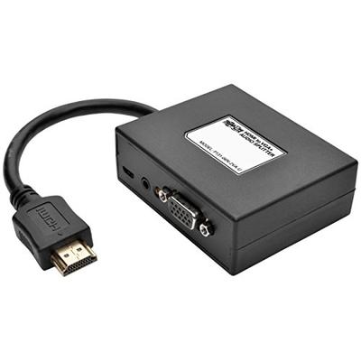 Tripp Lite 2-Port HDMI to VGA Splitter (M/2F), Audio/Video Adapter, HDMI to HD15, 1080p (P131-06N-2V