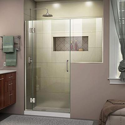 DreamLine Unidoor-X 58-58 1/2 in. W x 72 in. H Frameless Hinged Shower Door in Brushed Nickel, D1282