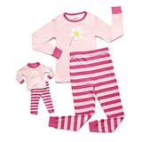 Leveret Flower Matching Doll & Girl 2 Piece Pajama Set 100% Cotton 5 Years screenshot. Sleepwear directory of Clothes.