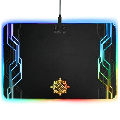 ENHANCE LED Gaming Mouse Pad RGB - Hard Mousepad with 7 Light Up Modes and Brightness Controls - Lar