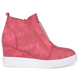 Brinley Co. Womens Clayre Athleisure Laser-Cut Side-Zip Sneaker Wedges Pink, 6.5 Regular US screenshot. Shoes directory of Clothing & Accessories.