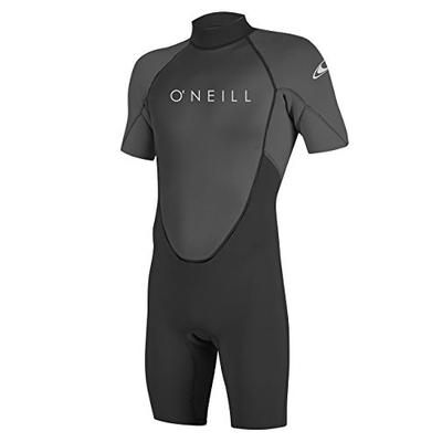 O'Neill Men's Reactor-2 2mm Back Zip Short Sleeve Spring Wetsuit, Black/Graphite, Medium