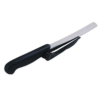 Mercer Culinary MercerSlice Right Handed Serrated Knife with Adjustable Slicing Guide, Black, 8-1/4