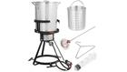 30 QT Aluminum Turkey Deep Fryer Pot and Gas Stove Burner Stand, 6 Pc Set