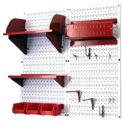 Wall Control 30-CC-200 WR Hobby Craft Pegboard Organizer Storage Kit with White Pegboard and Red Acc