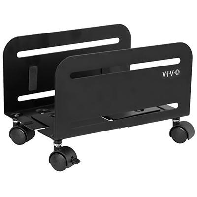 VIVO Black Computer Desktop ATX-Case CPU Steel Rolling Stand Adjustable Mobile Cart Holder Locking W