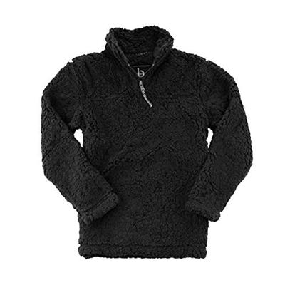Boxercraft Adult Quarter Zip Sherpa Pullover-Black-Medium