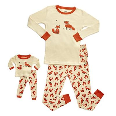 Leveret Kids & Toddler Pajamas Matching Doll & Girls Pajamas 100% Cotton Pjs Set (Fox, 5 Years)