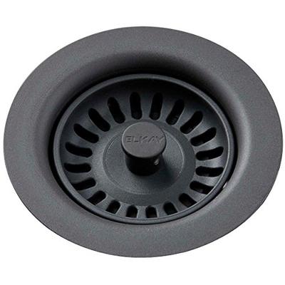 Elkay LKQS35GY Dusk Gray Polymer Drain Fitting with Removable Basket Strainer and Rubber Stopper